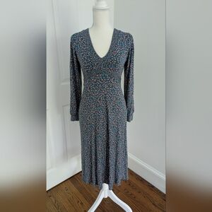Boden V Neck Jersey Floral Tea Dress, Sz 2P,